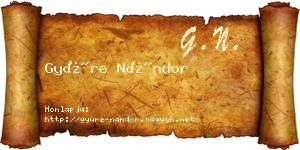 Gyüre Nándor névjegykártya